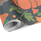 Papier Cadeau Red pumpkin seamless pattern and carrots (Coin rond)