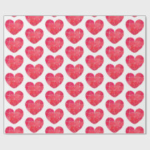 Red puzzle hearts, watercolor seamless pattern