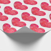 Papier Cadeau Red puzzle hearts, watercolor seamless pattern (Coin)