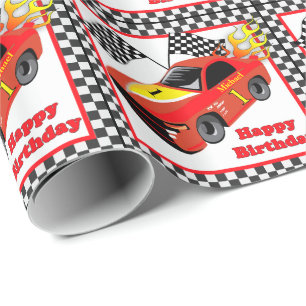 Papier Cadeau Red Race Car cadeau d'anniversaire personnalisé