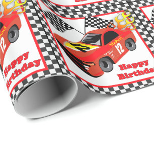 Papier Cadeau Red Race Car cadeau d'anniversaire personnalisé