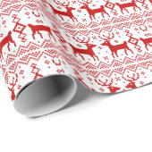 Papier Cadeau Red Reindeer Vilain Sweat Noël Noël (Coin rond)