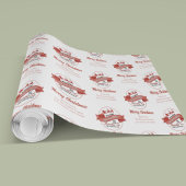 Papier Cadeau Red Retro Christmas Reindeer Personnalisé