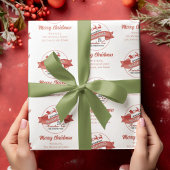 Papier Cadeau Red Retro Christmas Reindeer Personnalisé