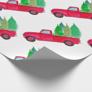 Papier Cadeau Red retro Pickup Truck with trees