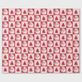 Papier Cadeau Red Retro Santa Claus Arbre de Noël Tartan Plaid (Plat)