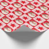 Papier Cadeau Red Retro Santa Claus Red Tartan Plaid Noël (Coin)