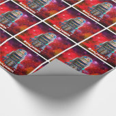 Papier Cadeau Red retro toy robot sci fi galaxy cool nom personn (Coin)