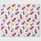 Papier Cadeau Red Rockets Stars et planètes (Plat)