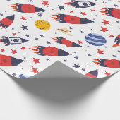 Papier Cadeau Red Rockets Stars et planètes (Coin)