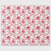 Papier Cadeau Red Roses on White Toile De Jouy (Plat)