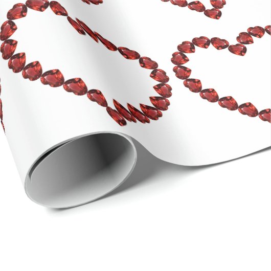 Papier Cadeau Red Ruby Gemstone Heart (Coin rond)