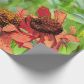 PAPIER CADEAU RED RUDBECKIA FLOWERS (Coin)