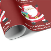 Papier Cadeau Red Santa Claus Customisé Enfants Noël (Coin rond)