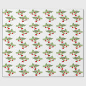 Papier Cadeau Red Santa Hat Ornements Pine Branches Noël (Plat)