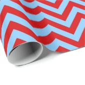 Papier Cadeau Red, Sky Blue Large Chevron Zig Zag (Coin rond)