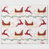 Papier Cadeau Red Snowflake & Reindeer Wrapping Paper | Festive (Plat)