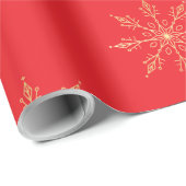 Papier Cadeau Red Snowflakes Merry Christmas Script with 2026 Wr (Coin rond)