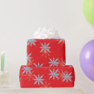 Papier Cadeau Red Snowflakes Merry Christmas Script with 2026 Wr