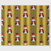 Papier Cadeau Red Snowmen à Noël d'or (Plat)