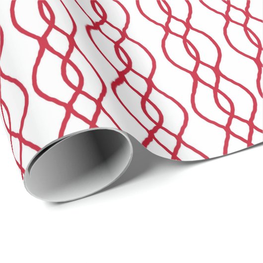 Papier Cadeau Red Striped Wrapping Paper, Christmas Gift Wrap (Coin rond)