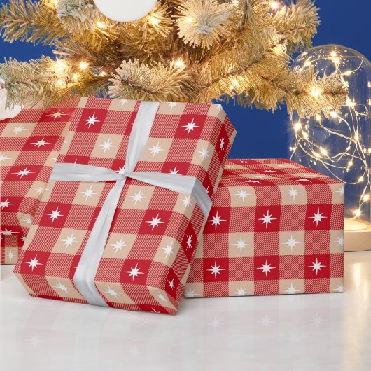 Papier Cadeau Red Tan Buffalo Plaid Pays Noël rustique (Vacances)