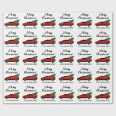 Papier Cadeau Red Tesla pickup truck with Christmas tree (Plat)