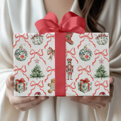 Papier Cadeau Red Toile Christmas Wrapping Paper Red Bow
