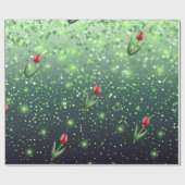 Papier Cadeau Red Tulips & Green Sparkle Gradient Gorgeous (Plat)