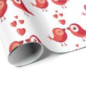 Papier Cadeau Red Valentine Birds (Coin rond)