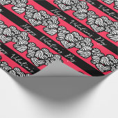Papier Cadeau Red Valentine's Day Zebra Heart Motif ajouter Nom (Coin)