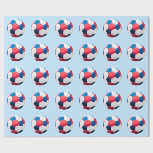 Papier Cadeau Red White and Blue Soccer (Plat)