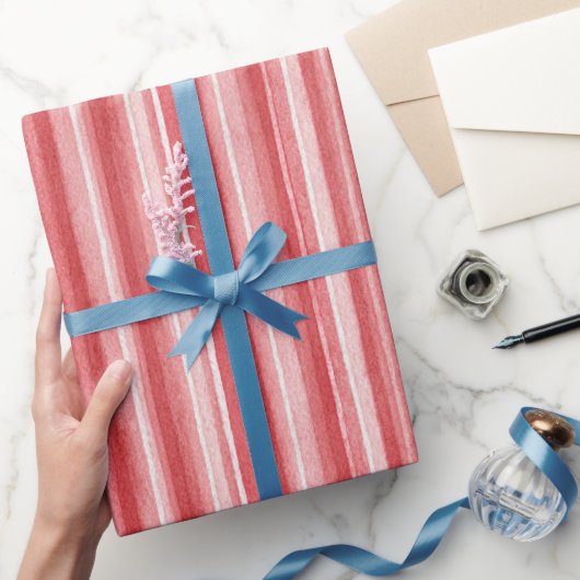 Papier Cadeau Red White Blush Pink Stripes Valentine's Day (Cadeaux)