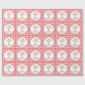 Papier Cadeau Red White Check MERRY CHRISTMAS Name (Plat)