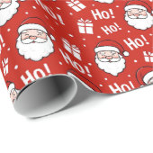 Papier Cadeau Red & White Christmas Santa Claus Pattern (Coin rond)