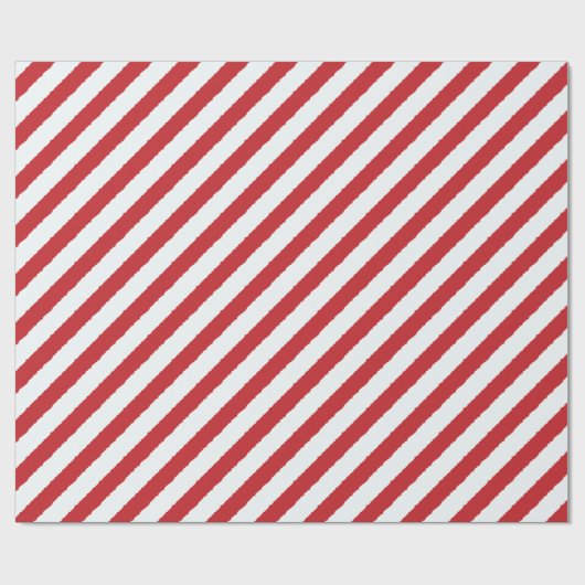Papier Cadeau Red White Diagonal Stripes Faux Tordu Noël (Plat)