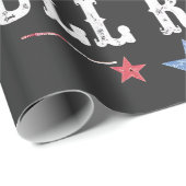 Papier Cadeau Red White et Bull Riding American Cowboys (Coin rond)