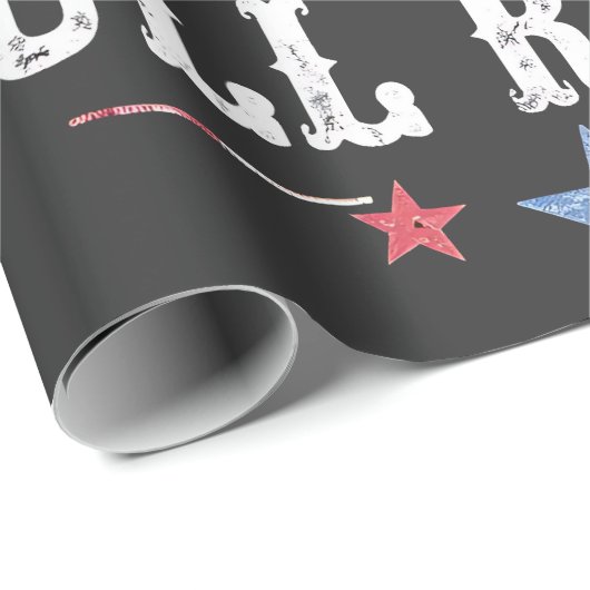 Papier Cadeau Red White et Bull Riding American Cowboys (Coin rond)