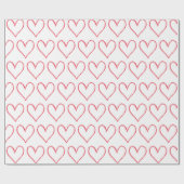 Papier Cadeau Red White Hearts Valentines Day Motif Love Wrapp (Plat)