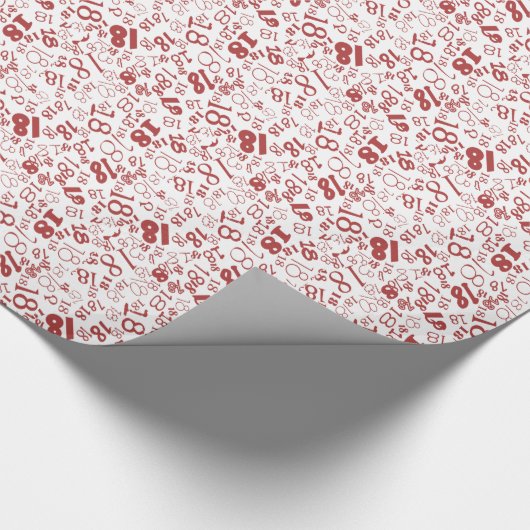 Papier Cadeau Red White Numbers 18th Birthday Wrapping Papier (Coin)