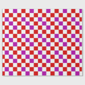 Papier Cadeau Red White Purple Checkered Pattern Design  (Plat)