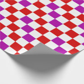 Papier Cadeau Red White Purple Checkered Pattern Design  (Coin)