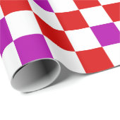 Papier Cadeau Red White Purple Checkered Pattern Design  (Coin rond)