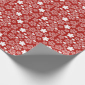 Papier Cadeau Red & White Star & Snowflake Motif (Coin)