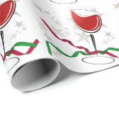 Papier Cadeau Red Wine Christmas (Coin rond)