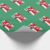 Papier Cadeau Red Xmas Bow avec neige Arrière - plan vert (Coin)