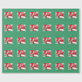 Papier Cadeau Red Xmas Bow avec neige Arrière - plan vert (Plat)