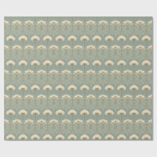 Papier Cadeau Refined Mint Floral Pattern (Plat)