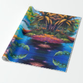 Papier Cadeau Réflexion du paradis tropical (Déroulé)