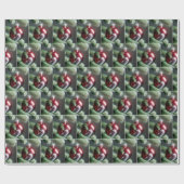 Papier Cadeau Réflexion Paw du chat blanc dans l'ornement rouge (Plat)